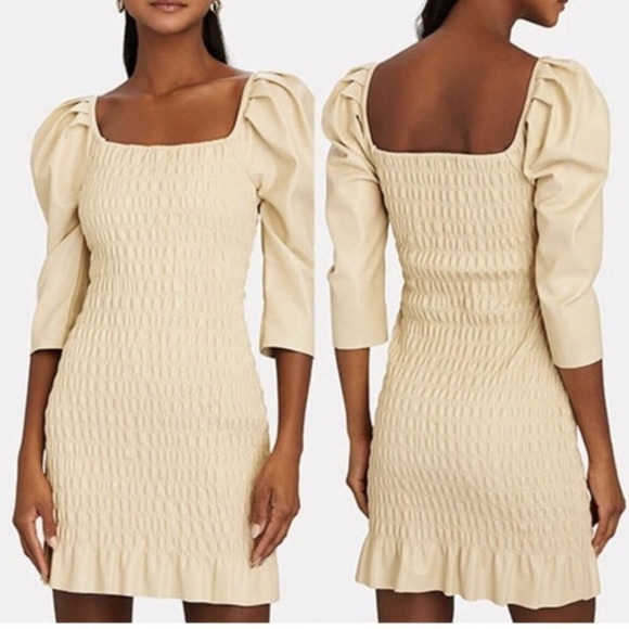 NWT Saylor Justina Smocked Vegan Leather Dress - Picture 4 of 10